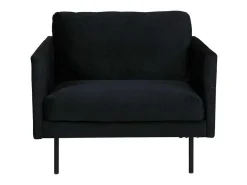 Zoom Fauteuil Velours Zwart.-Vente-unique Sale