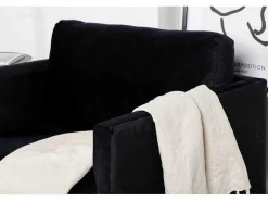 Zoom Fauteuil Velours Zwart.-Vente-unique Sale