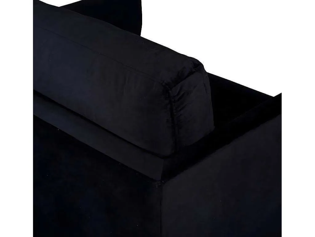 Zoom Fauteuil Velours Zwart.-Vente-unique Sale