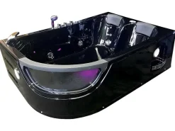 Zwart Bubbelbad 180 X 120 Cm Chromotherapie 8 Jets Bluebell-ELITESHOPPING
