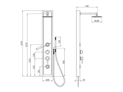 Zwarte Douchekolom Met Massagestralen Met Houten Decoratie - H127 X L48,5 Cm - Ubala-Shower & Design Hot