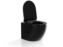 Zwarte Glanzende Hang-Wc Van Keramiek Zonder Rand - Javoine-Vente-unique Discount