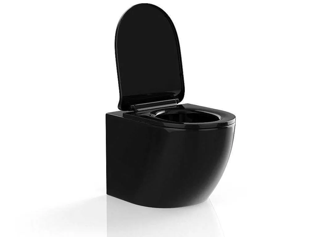Zwarte Glanzende Hang-Wc Van Keramiek Zonder Rand - Javoine-Vente-unique Discount