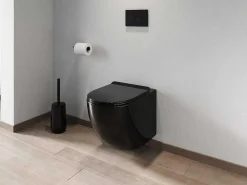 Zwarte Glanzende Hang-Wc Van Keramiek Zonder Rand - Javoine-Vente-unique Discount