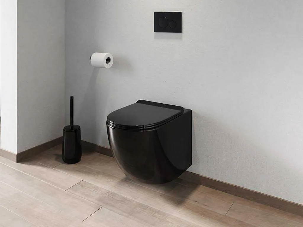 Zwarte Glanzende Hang-Wc Van Keramiek Zonder Rand - Javoine-Vente-unique Discount