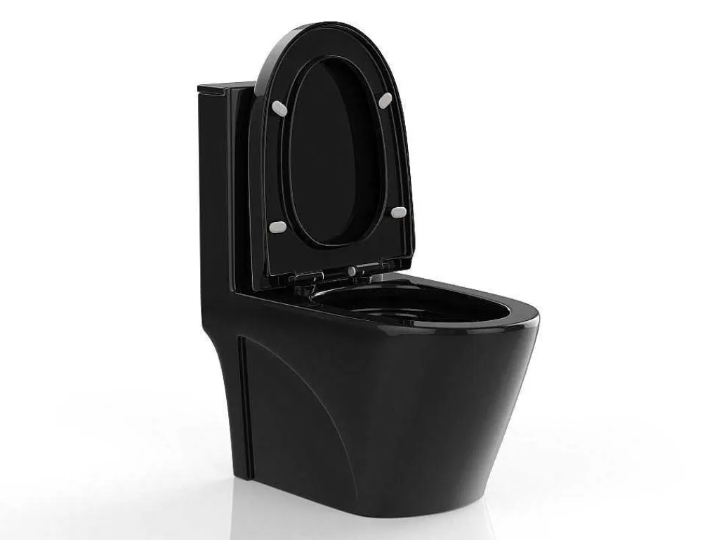 Zwarte Glanzende Wc Om Te Plaatsen Van Keramiek - Nagilam-Vente-unique