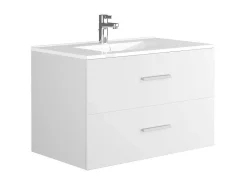 Zwevend Badkamermeubel Met Enkele Wastafel - Wit - 80 Cm - Kayla-Vente-unique