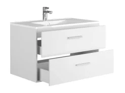 Zwevend Badkamermeubel Met Enkele Wastafel - Wit - 80 Cm - Kayla-Vente-unique