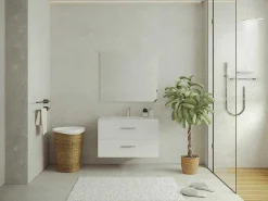 Zwevend Badkamermeubel Met Enkele Wastafel - Wit - 80 Cm - Kayla-Vente-unique