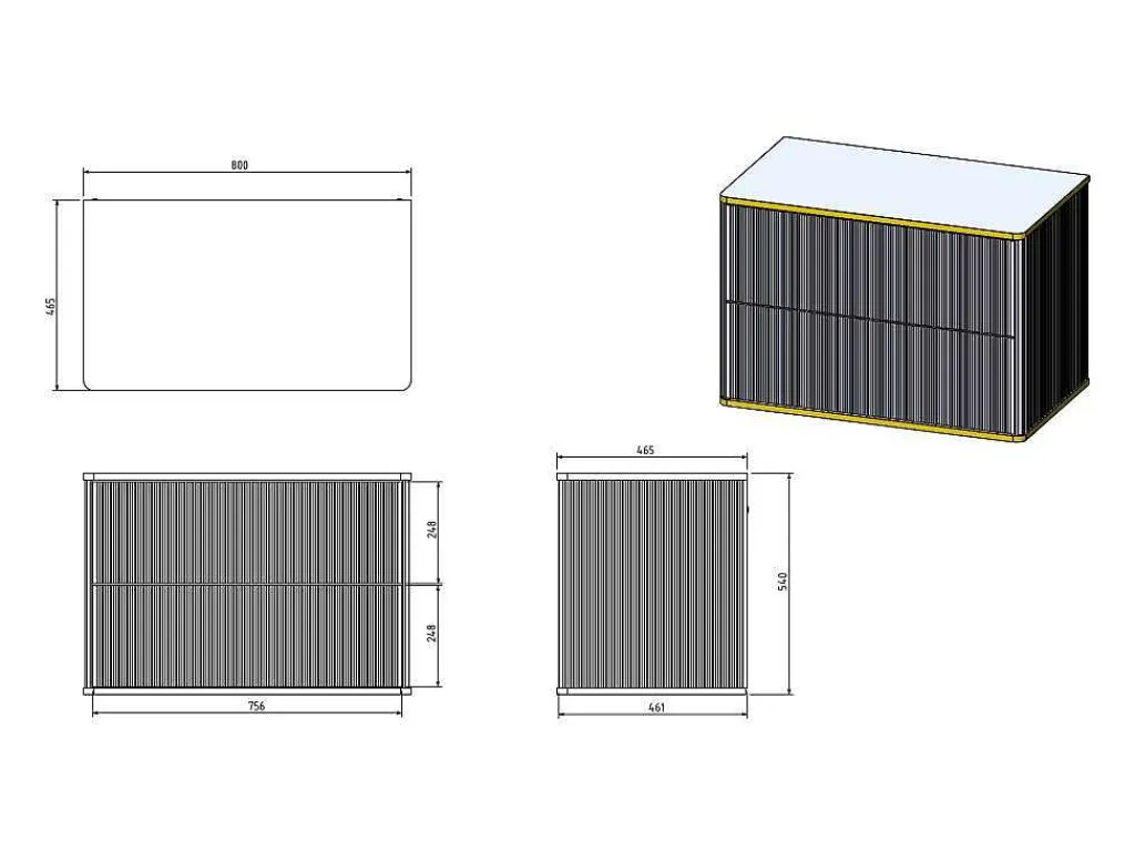 Zwevend, Geribbeld Badkamermeubel Met Goudkleurige Randen En Opzetwastafel - Wit - 80 Cm - Keliza-Vente-unique Online