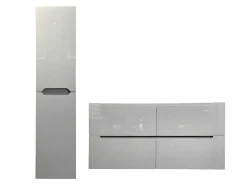 Zwevend Wastafelmeubel Met Dubbel Inbouwbekken En Kast - Grijs - 120 Cm - Selita-Vente-unique Hot
