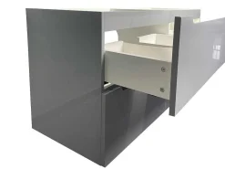 Zwevend Wastafelmeubel Met Dubbel Inbouwbekken En Kast - Grijs - 120 Cm - Selita-Vente-unique Hot