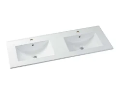 Zwevend Wastafelmeubel Met Dubbel Inbouwbekken En Kast - Grijs - 120 Cm - Selita-Vente-unique Hot